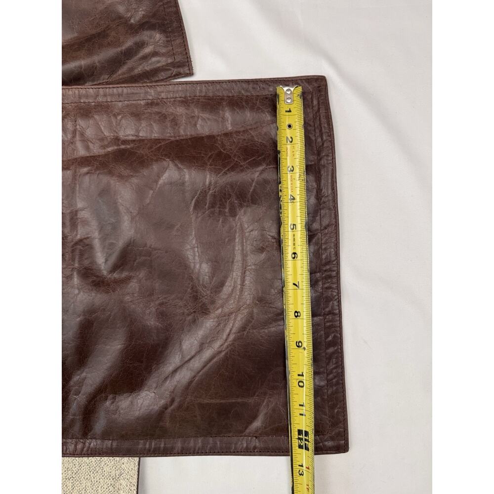 Vintage Genuine Leather Lumbar Pillow Covers Set 3 Mahogany Brown 12x20 Jute - Picture 7 of 11